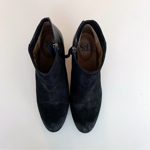 Sofft Tilton Women's Black Oiled Suede & Leather Mixed Media Ankle Boot 8.5M - Picture 6 of 10